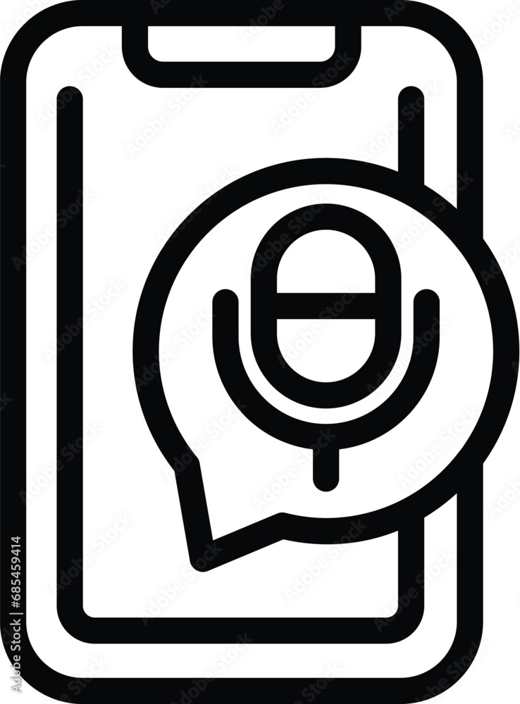Poster phone virtual assistant icon outline vector. voice control command. artificial intelligence bot