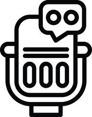 Voice command microphone icon outline vector. Virtual smart assistant. Artificial intelligence agent