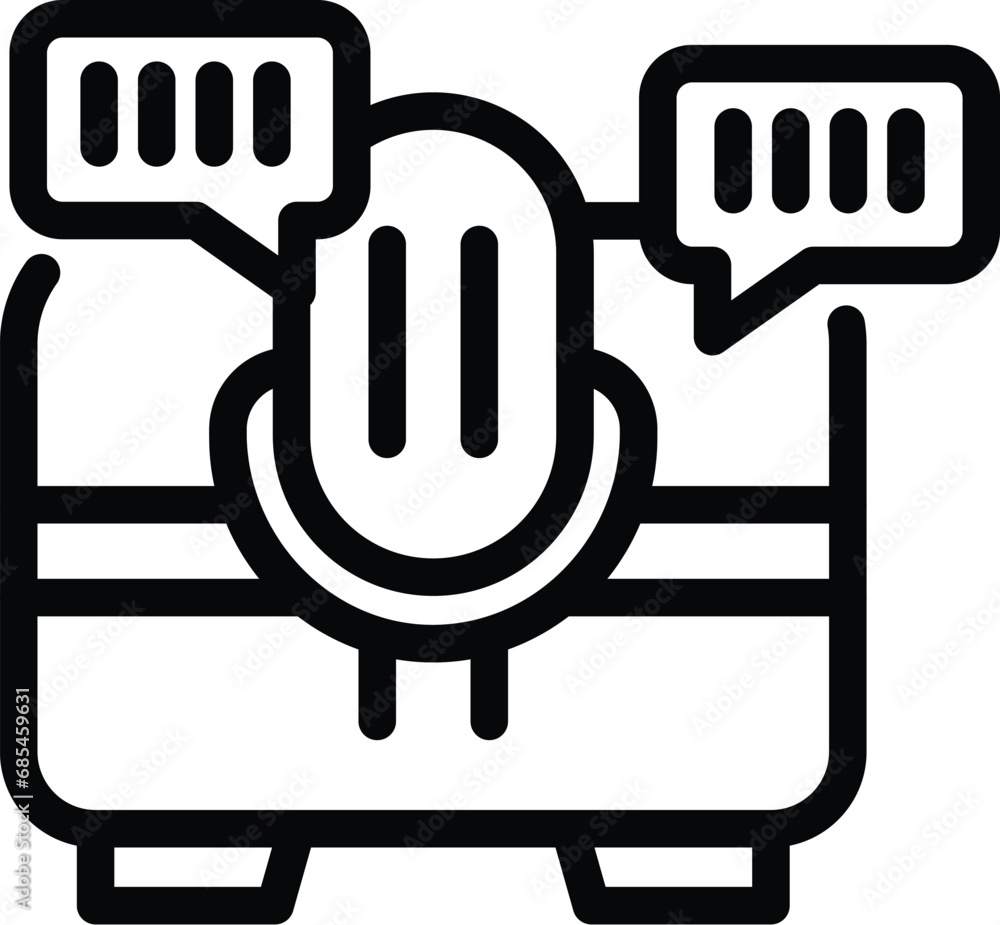 Poster virtual voice control assistant icon outline vector. futuristic technology help. voice command syste