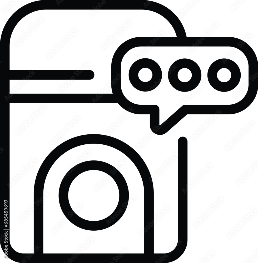 Poster virtual assistant speaker icon outline vector. smart voice control. command sound gadget