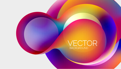 Beautiful flowing round shapes and circles abstract background. Liquid color bubble composition