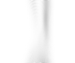 Monochrome texture halftone wave of black dots on a white background