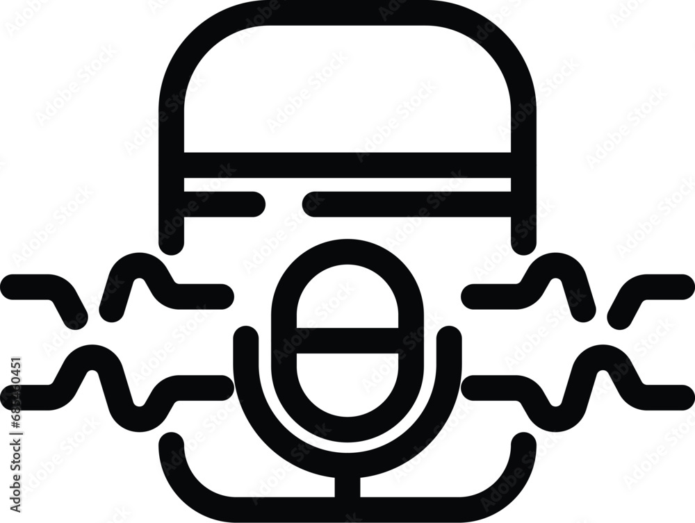 Poster voice command agent device icon outline vector. artificial intelligent assistant. automation audio t