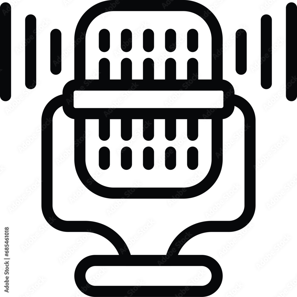 Poster microphone voice command icon outline vector. smart virtual assistant. intelligent sound gadget