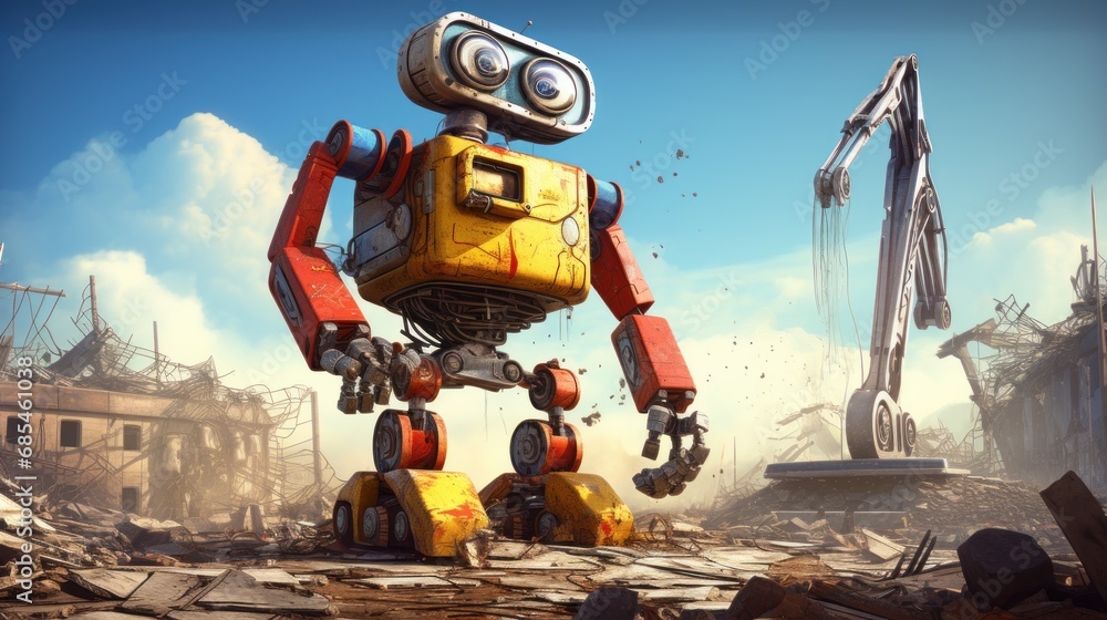 Poster advanced construction robotics background wallpaper ai generated image