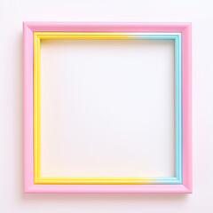 cute picture frame in pastel colors pink yellow blue template mockup