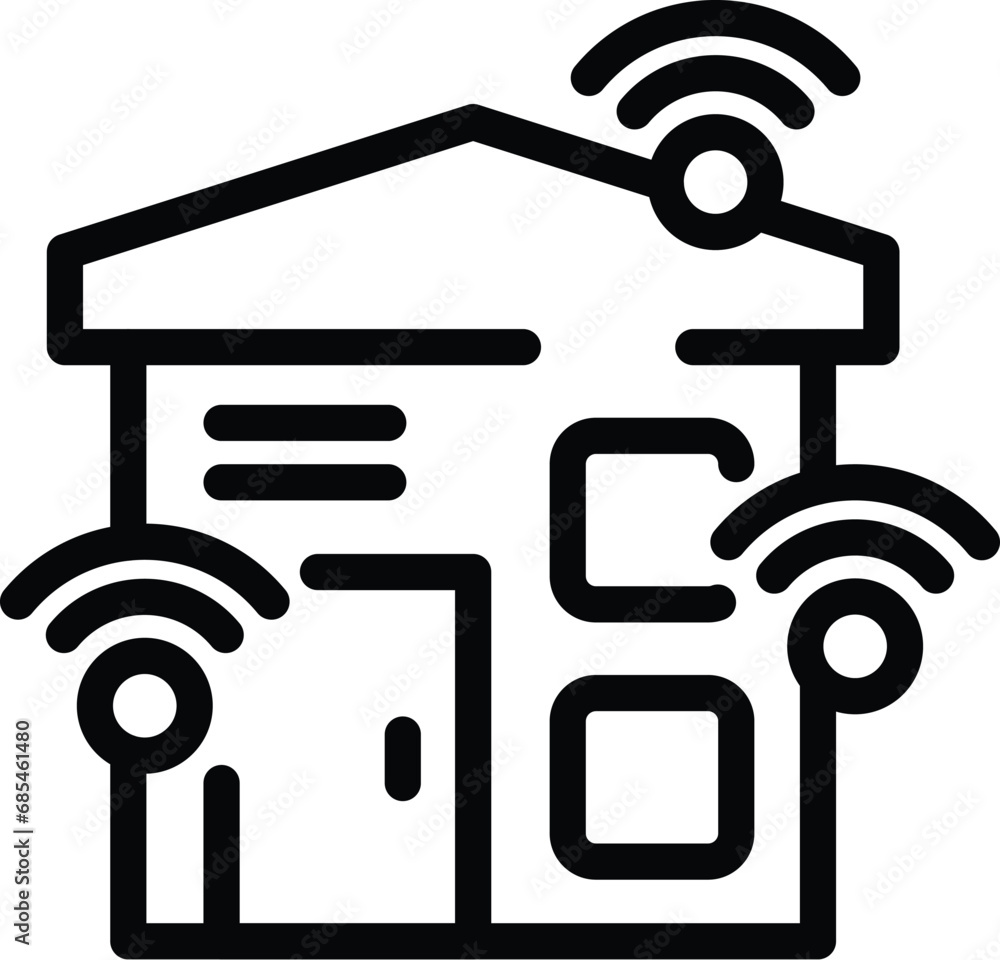 Poster smart wireless home icon outline vector. voice control system. interactive artificial intelligence c