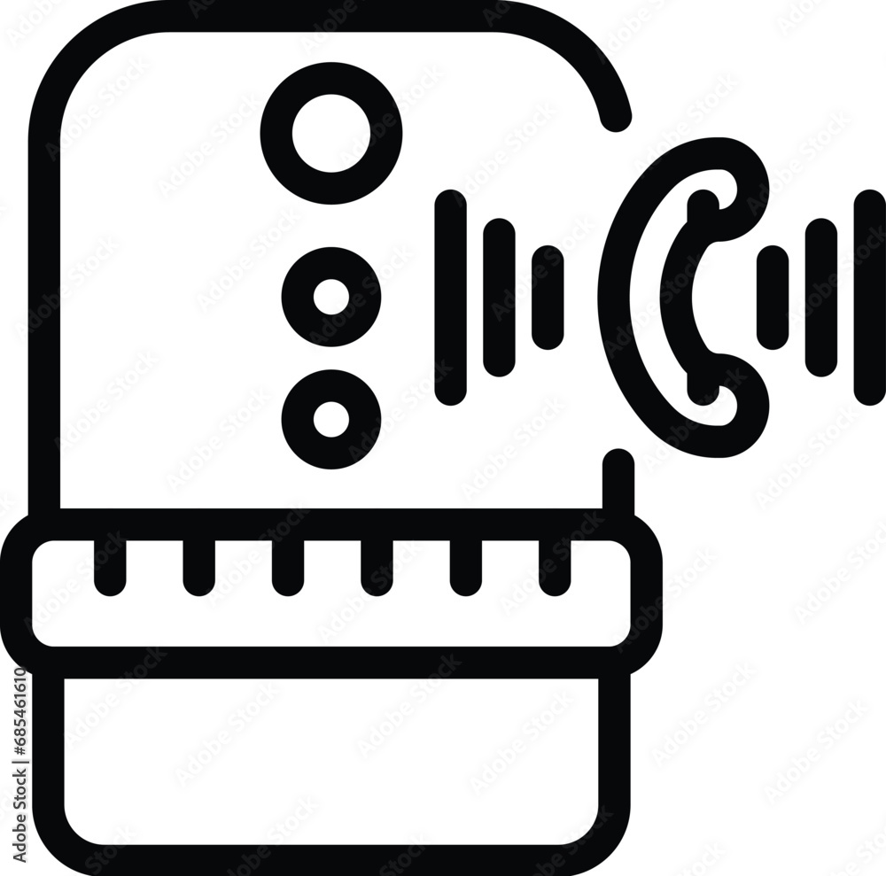 Poster automated control speaker icon outline vector. wireless calling command. virtual smart assistant