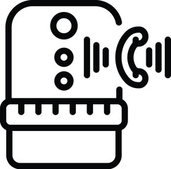 Automated control speaker icon outline vector. Wireless calling command. Virtual smart assistant