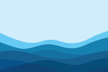 Abstract blue ocean waves background vector. Abstract sea waves background in a flat design style
