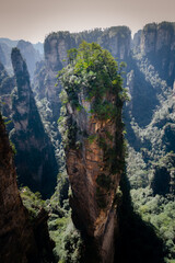 Fototapeta premium Awesome view of natural quartz sandstone pillars of the Tianzi Mountains (Avatar Mountains) in the Zhangjiajie National Forest Park ( Wulingyuan), Hunan Province, China. 