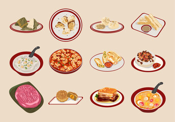 Chinese Food Illustration Set