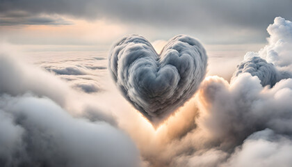 Fototapeta premium A Symphony of Beautiful Colors: Exploring Creativity and Artistry Through Heart Shapes and Clouds.(Generative AI)