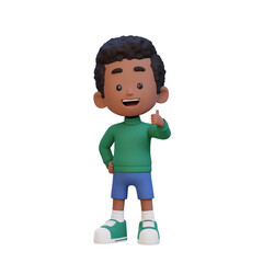 Fototapeta premium 3D kid character give a thumb up with cute happy face