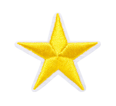 embroidered yellow star isolated on white background