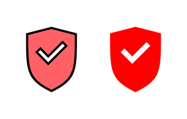 Shield check mark icon set illustration. Protection approve sign. Insurance icon