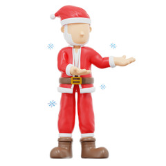 3d rendering santa claus presenting to left pose illustration