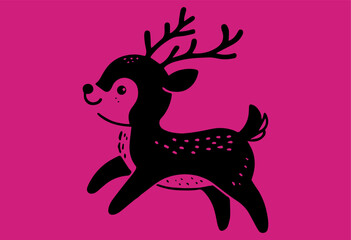 Enchanting Pink Reindeer, Festive Christmas Silhouette on a Rosy Background