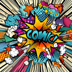 Abstract creative comic popstyle explosion art illustration for design concept 