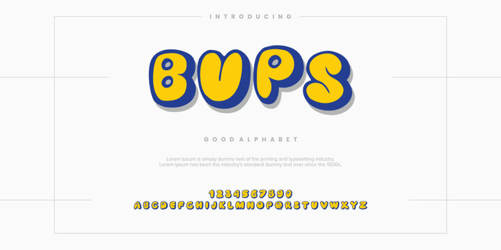 BUPS modern abstract digital alphabet font. Minimal technology typography, Creative urban sport fashion futuristic. vector illustration
