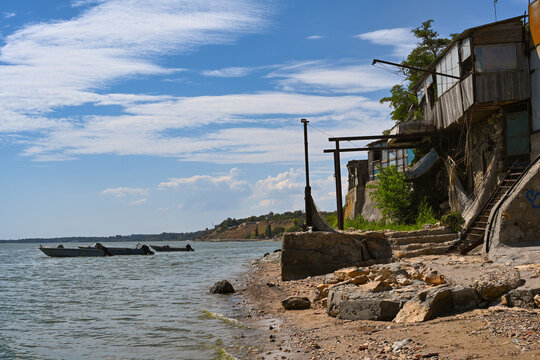 Old fishermens district Bogudonia in Taganrog town, Rostov-on-Don region of Russia