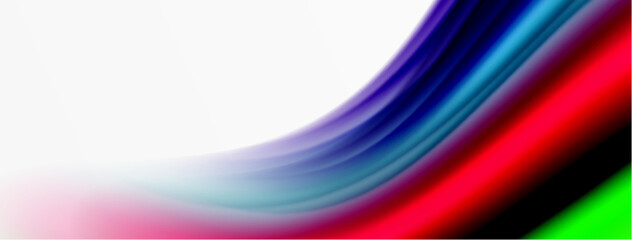 Rainbow color silk blurred wavy line background on white, luxuriously vibrant visually captivating backdrop. Stunning blend of colors reminiscent of rainbow, silky and gracefully blurred wavy pattern