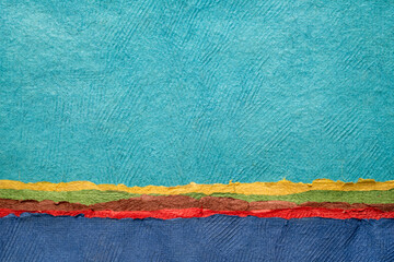 abstract landscape with a blue sky and ocean - a collection of handmade textured art papers