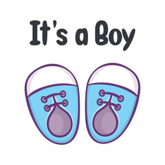 It's a boy, Gender reveal baby shower lovely t-shirt design, Cute baby Shoes Illustration