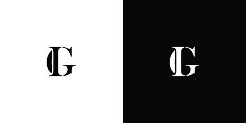 abstract Initial IG or GI monogram serif font in black and white color