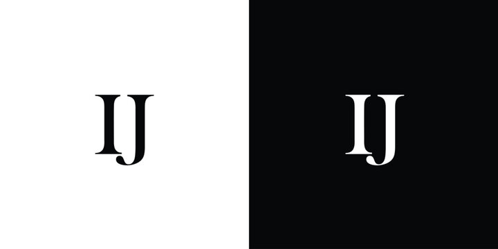 Abstract letter IJ or JI logo in black and white color