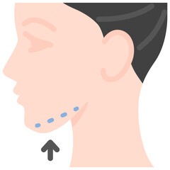 Chin liposuction icon. Flat design. For presentation, graphic design, mobile application.