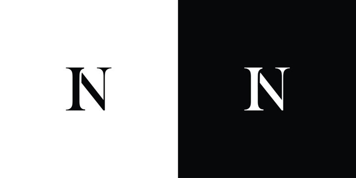 Abstract letter NI or IN logo in black and white color