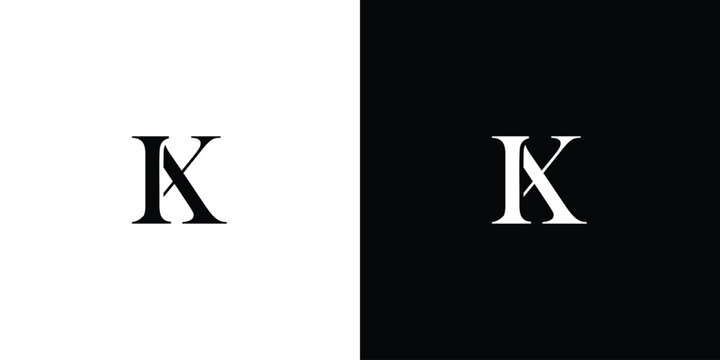 Abstract Alphabet IX or XI monogram logo in black and white color