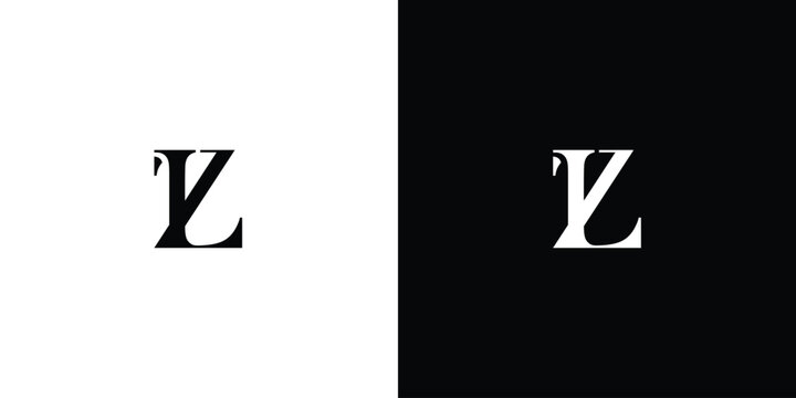 Abstract Letters IZ or ZI monogram logo design in black and white color