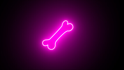 Dog bone neon icon. Glowing neon line Dog bone icon. Neon bone icon illustration. Glowing neon line Dog bone icon isolated on black background. Pets food symbol.