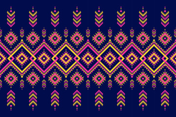 Carpet tribal pattern art. Geometric ethnic seamless pattern traditional. American, Mexican style. Design for background, wallpaper, illustration, fabric, clothing, carpet, textile, batik, embroidery.