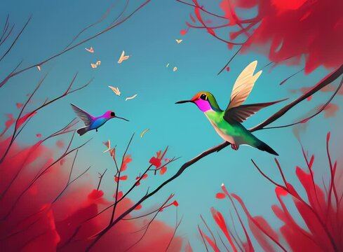 Flying hummingbird animation Generative AI Video