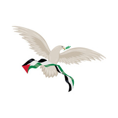 palestine peace dove holding flag illustration