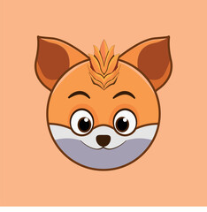 Cute Animal Face Character in circle style.
Fox face circle doodle cartoon character style vector graphic illustration.