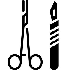 Surgical instruments icon. Solid design. For presentation, graphic design, mobile application.