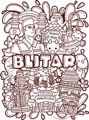 Blitar City, Indonesian Doodle art.