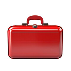 Red Metal Lunchbox Isolated on Transparent or White Background, PNG