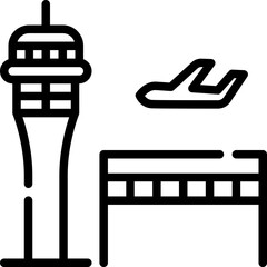 Air traffic control tower icon. Outline design. For presentation, graphic design, mobile application.