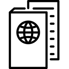 Passport icon. Outline design. For presentation, graphic design, mobile application.