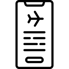 Flight schedule on mobile icon. Outline design. For presentation, graphic design, mobile application.