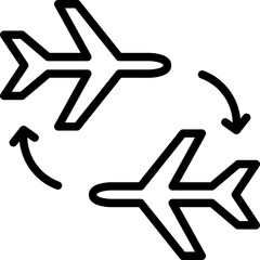 Flight transit icon. Outline design. For presentation, graphic design, mobile application.