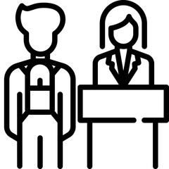 Check-in counter icon. Outline design. For presentation, graphic design, mobile application.