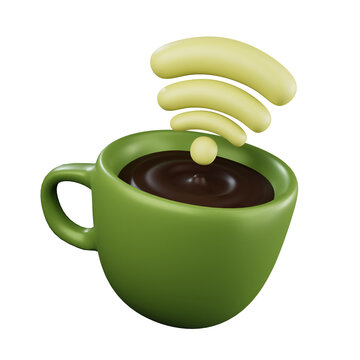 Coffee Shop Free Wifi 3d Icon Illustration