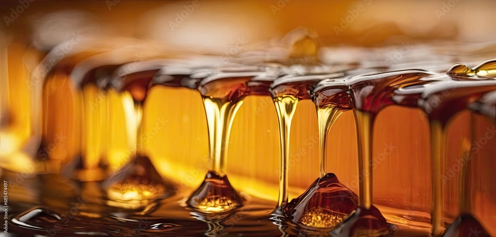 Poster a table topped with lots of liquid flowing down the side of each of it's sides and on top of it is a