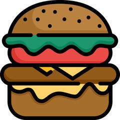Burger icon. Filled outline design. For presentation, graphic design, mobile application.